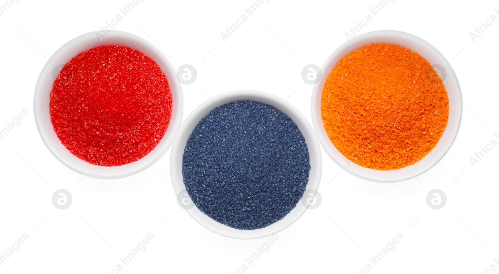 Photo of Many different food coloring on white background, top view