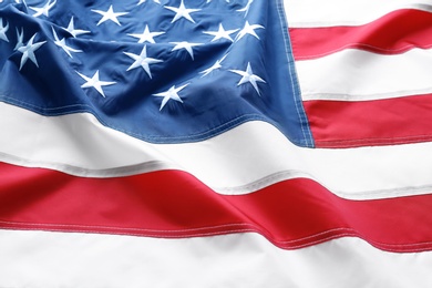 Photo of American flag as background, closeup. National symbol