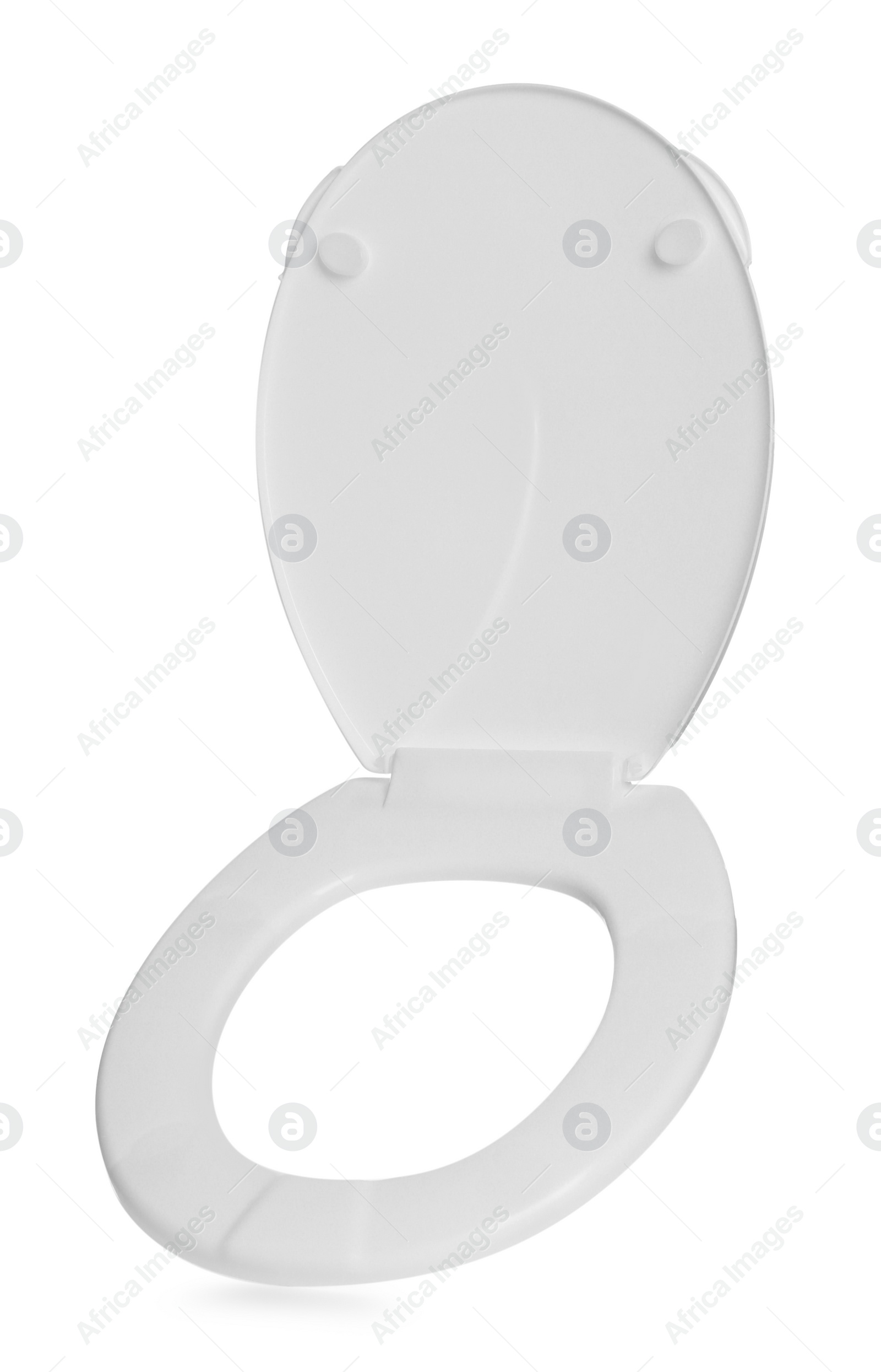 Photo of New plastic toilet seat isolated on white