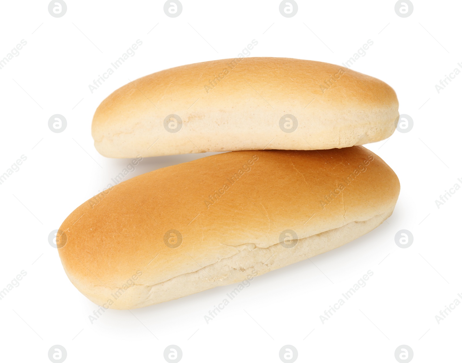 Photo of Two fresh hot dog buns isolated on white