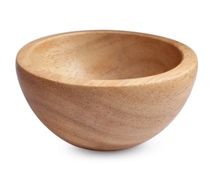 One new wooden bowl on white background