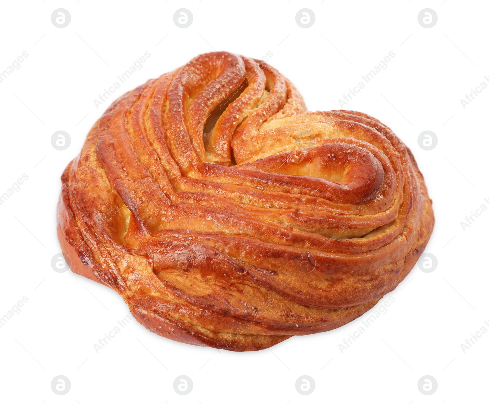 Photo of Sweet bun isolated on white. Fresh pastry