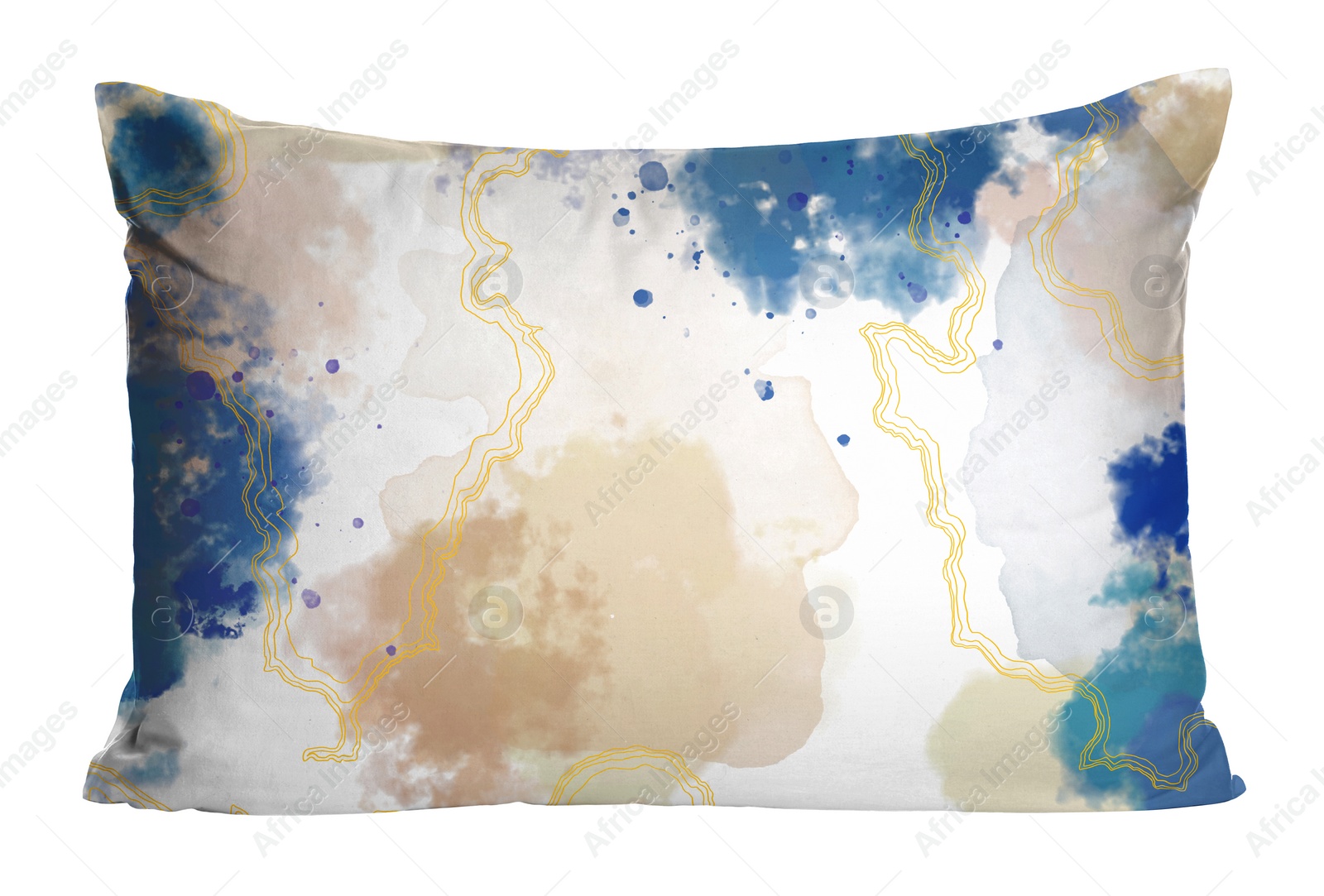 Image of Soft pillow with stylish abstract print isolated on white