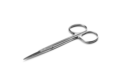 Photo of Surgical scissors on white background. Medical tool