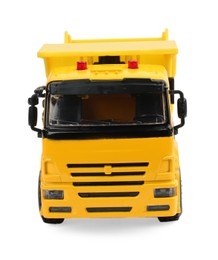 Yellow truck isolated on white. Children's toy