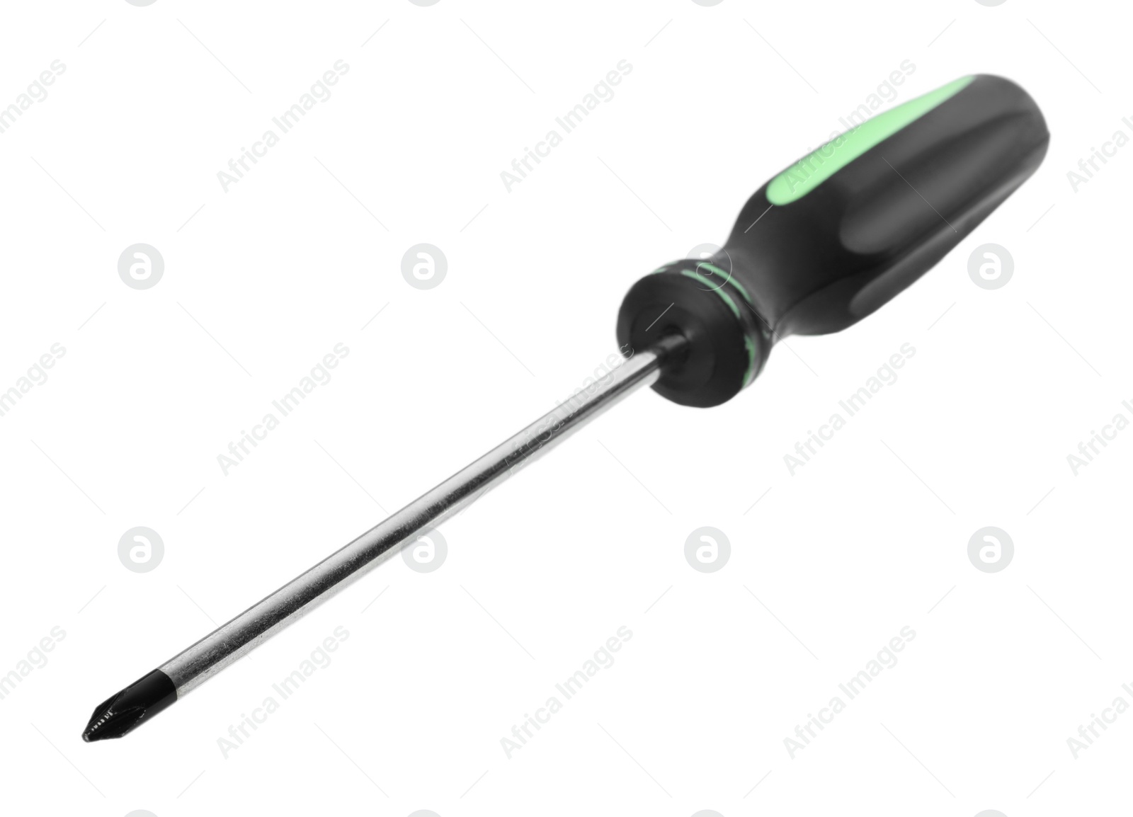 Photo of One screwdriver with color handle isolated on white