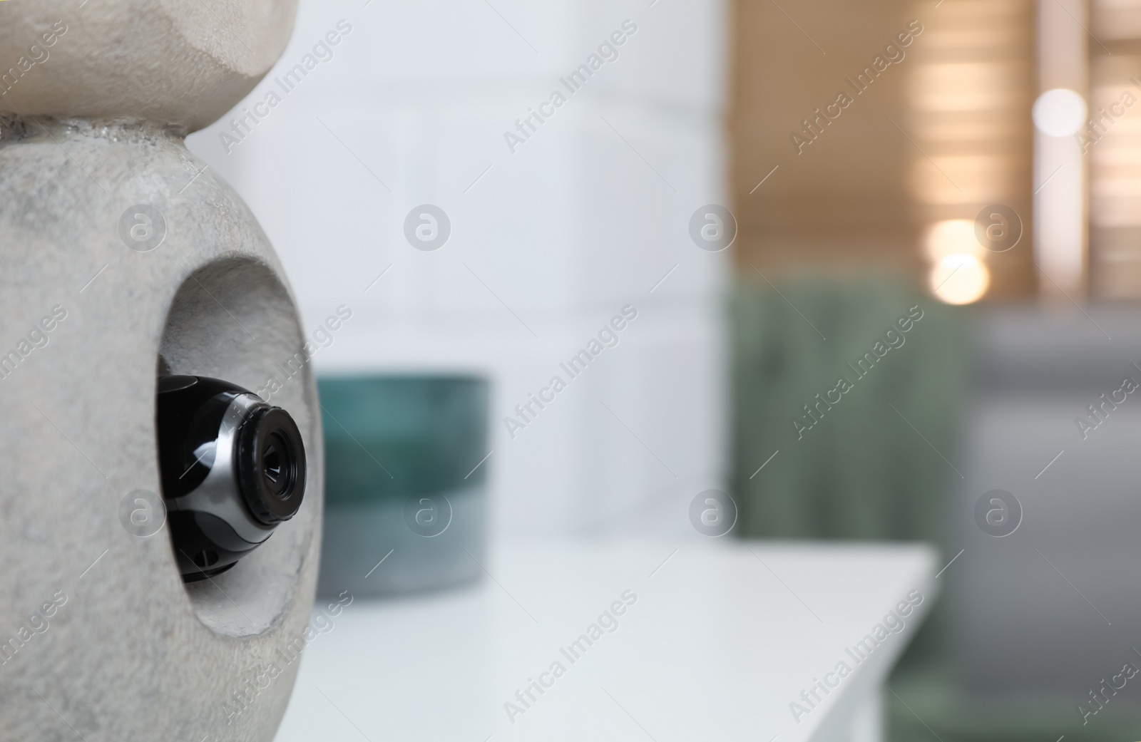 Photo of Statue with small hidden camera in room