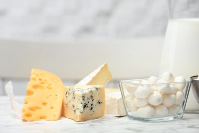 Photo of Different dairy products on table