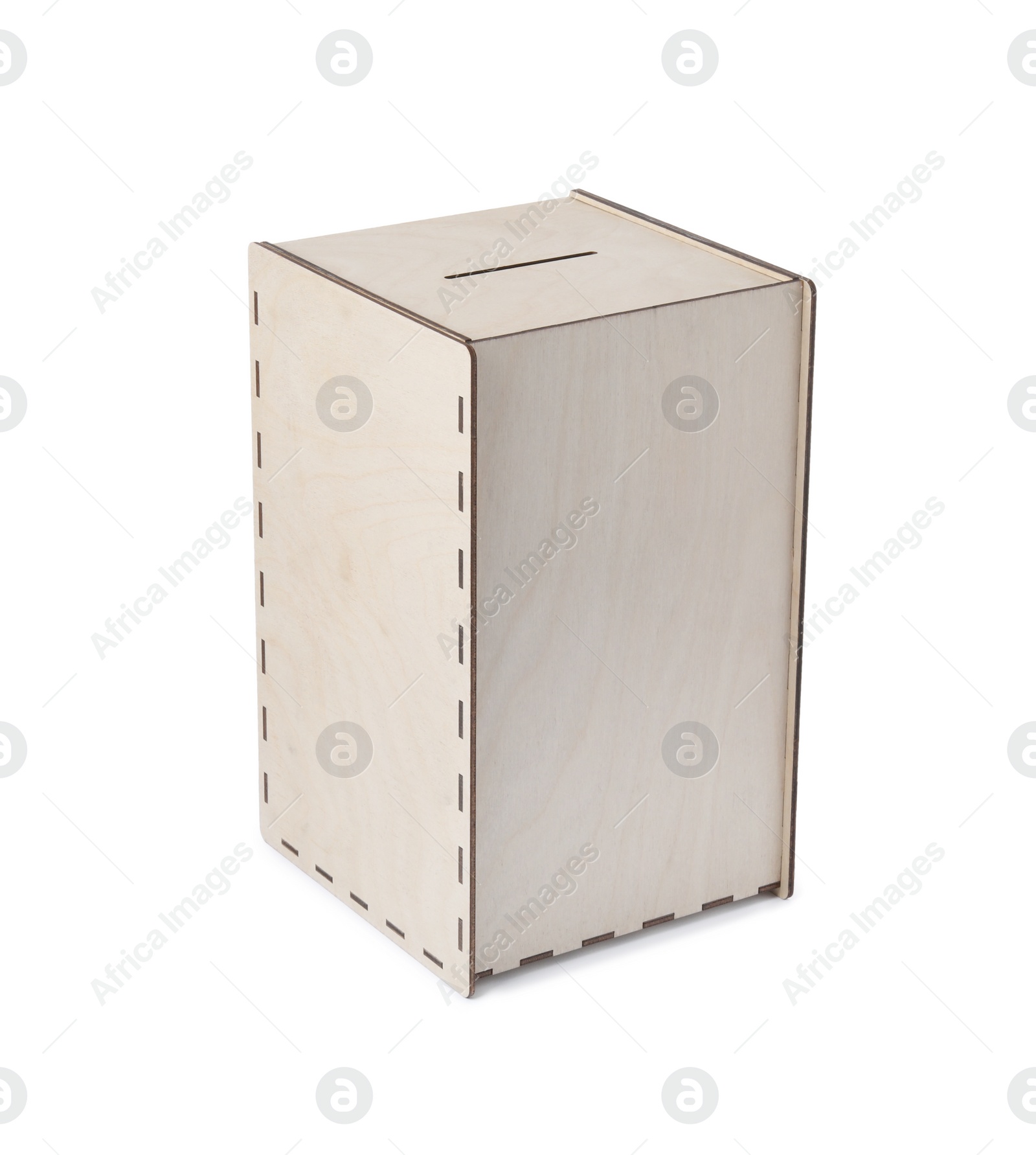 Photo of One wooden ballot box isolated on white