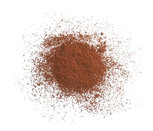 Cocoa powder on white background