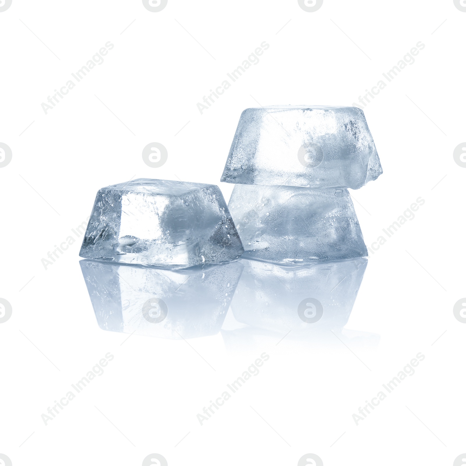 Photo of Crystal clear ice cubes isolated on white