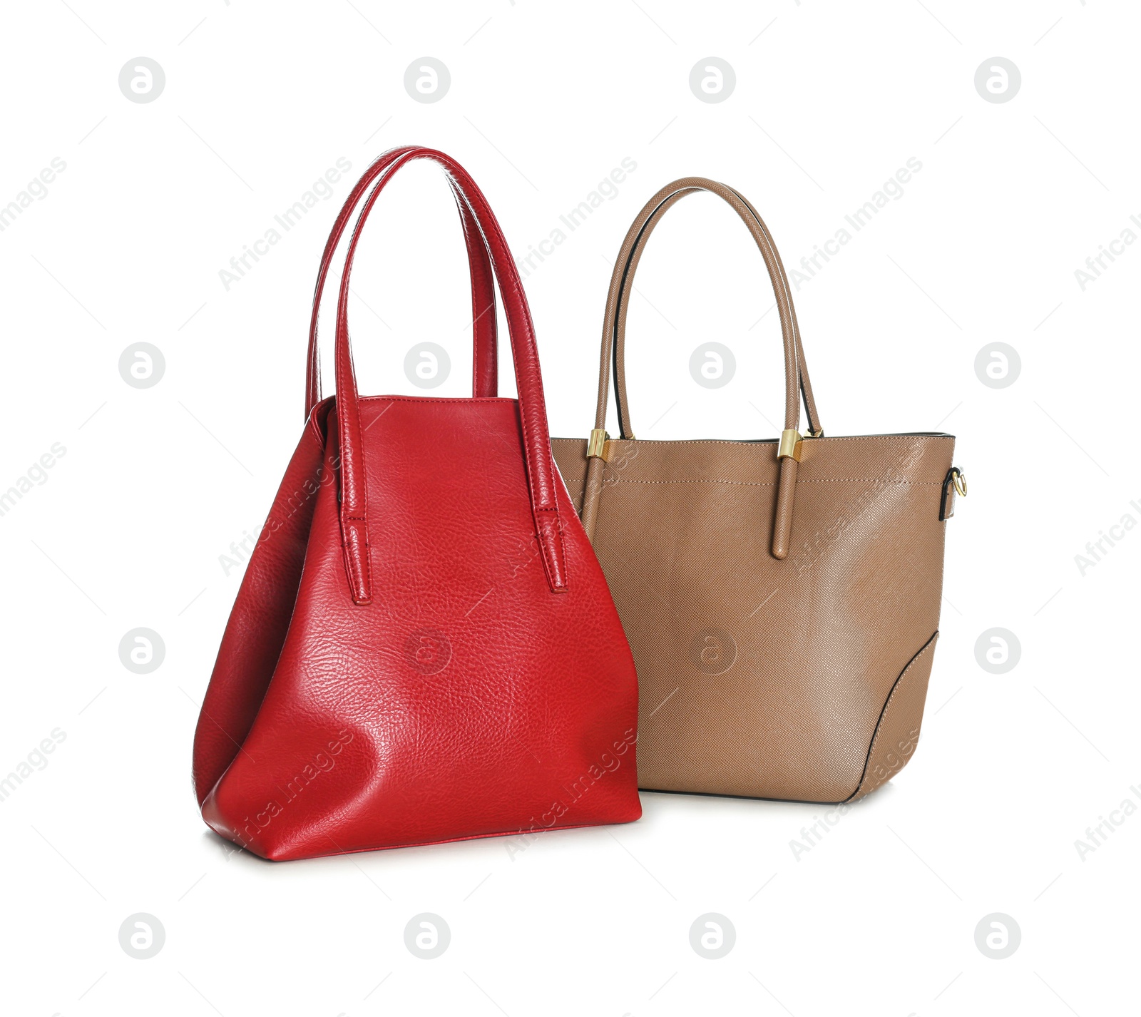 Photo of Different stylish woman's bags isolated on white