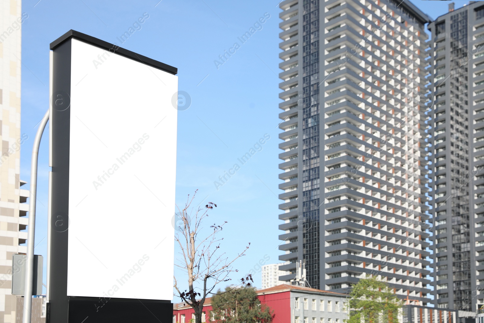 Image of Empty signboard in city. Mock-up for design