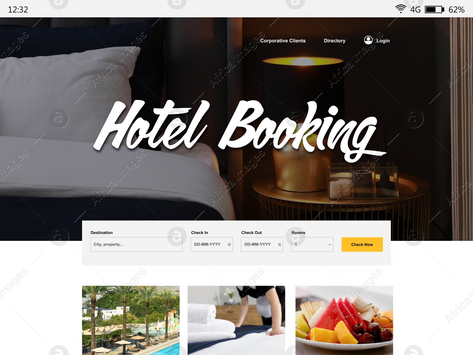 Image of Online hotel booking website interface with information