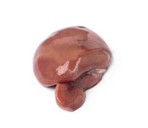 Fresh raw beef kidney on white background