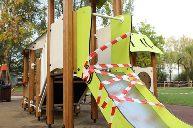 Empty children's playground closed during COVID-19 quarantine