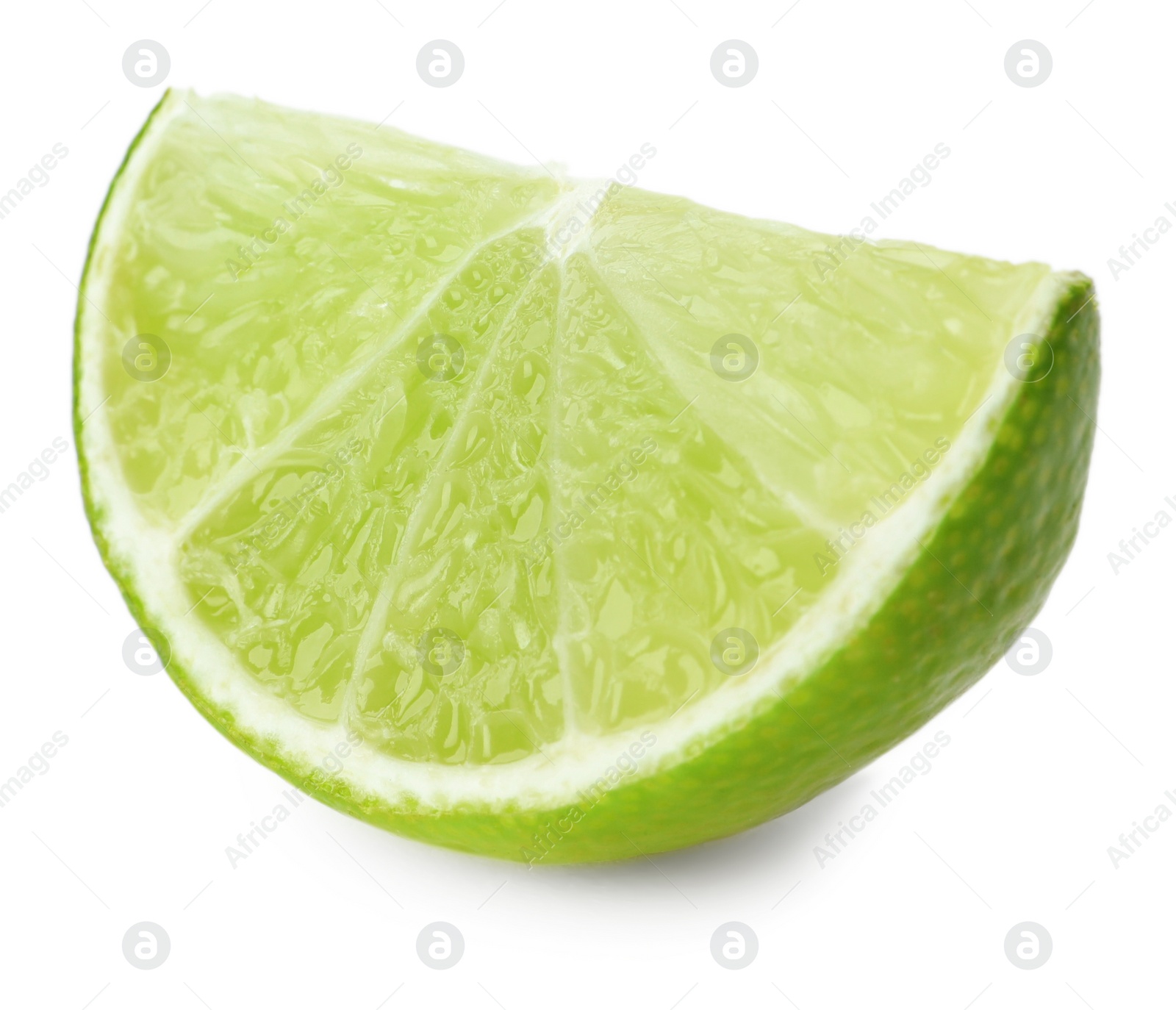 Photo of Slice of fresh green ripe lime isolated on white