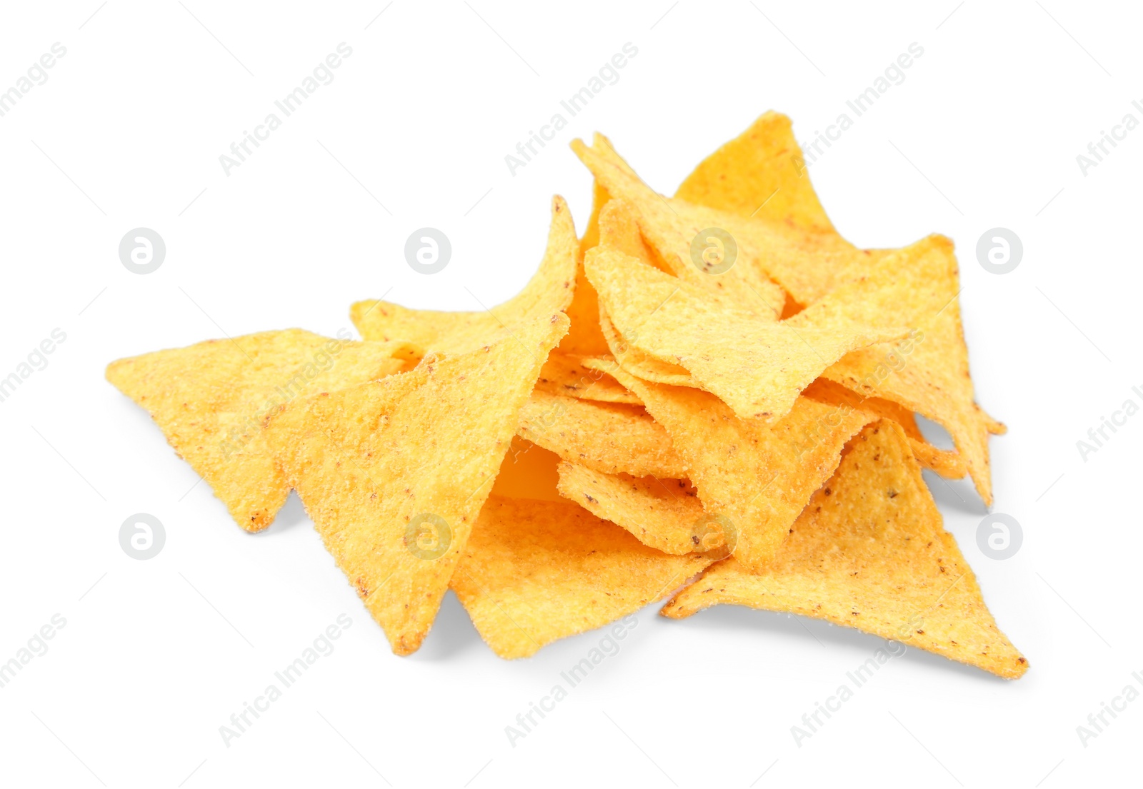 Photo of Tasty Mexican nachos chips on white background