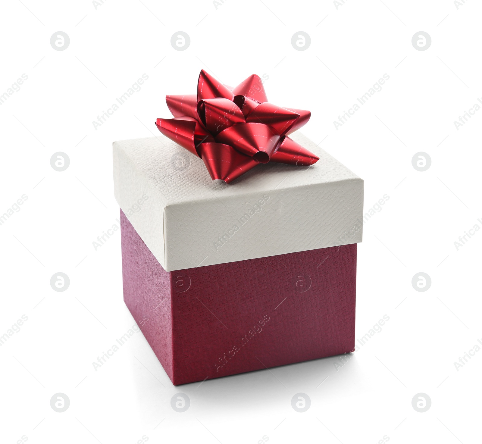 Photo of Beautiful gift box with bow on white background