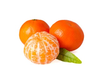 Fresh ripe juicy tangerines isolated on white