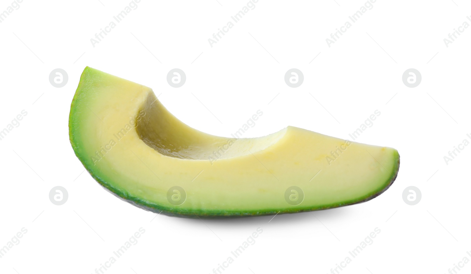 Photo of Slice of ripe avocado isolated on white