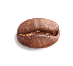 Roasted coffee bean on white background, top view