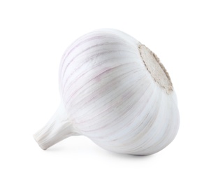 Photo of Fresh garlic on white background. Organic food