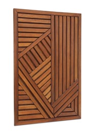 Photo of Wooden panel on white background. Element of interior decor
