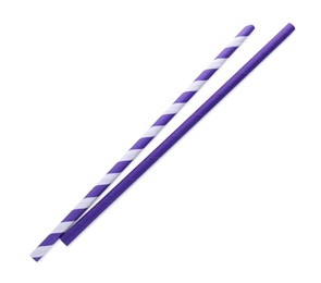 Photo of Different paper cocktail straws on white background