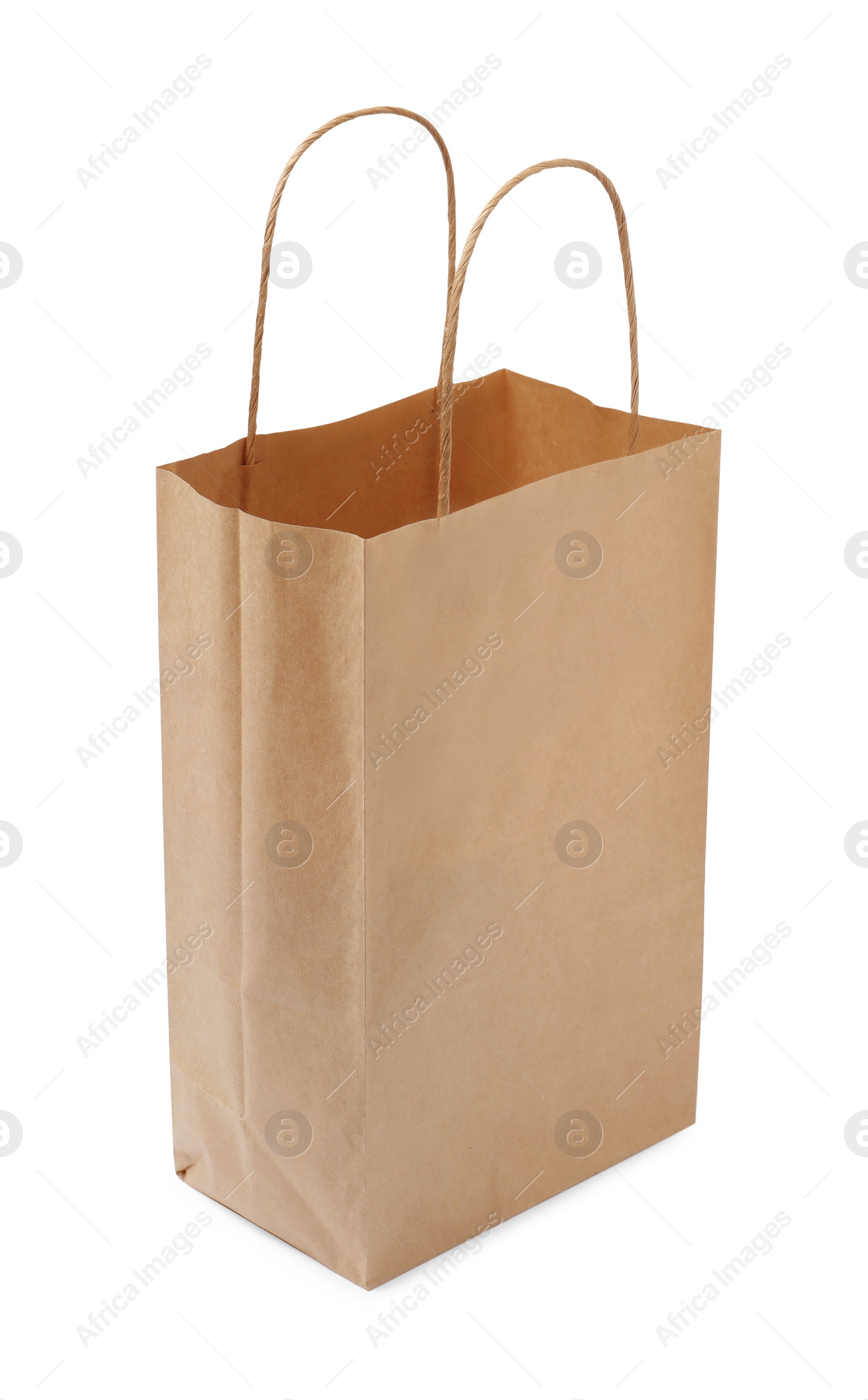 Photo of Empty shopping paper bag isolated on white