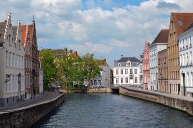 Beautiful view of ancient buildings along canal