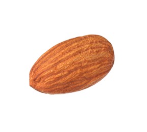 Photo of One tasty almond isolated on white. Healthy snack