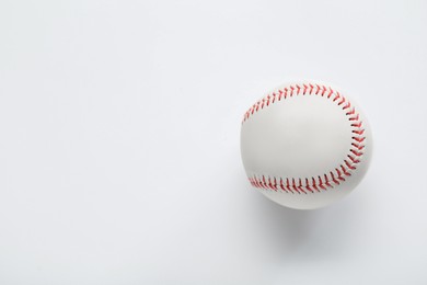 Photo of Baseball ball on white background, top view with space for text. Sports game