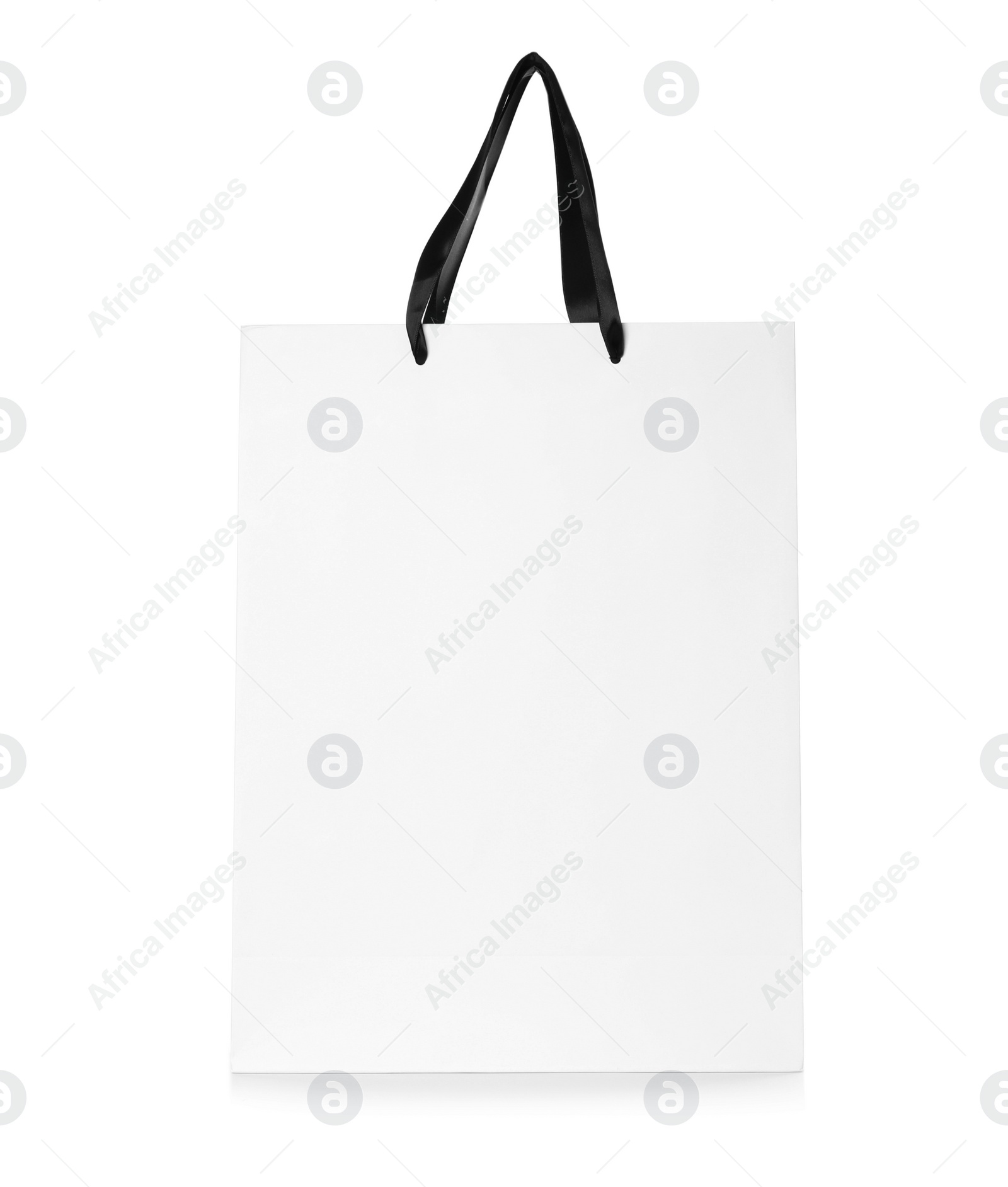 Photo of Paper shopping bag isolated on white. Mock up for design