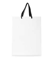 Photo of Paper shopping bag isolated on white. Mock up for design