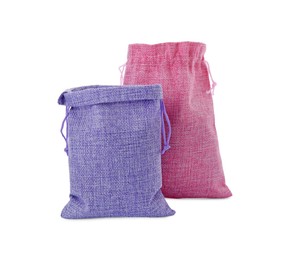 Photo of Two color burlap bags isolated on white
