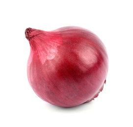 Photo of Fresh whole red onion on white background