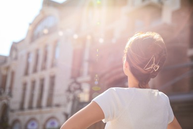 Photo of Beautiful young woman outdoors on sunny day