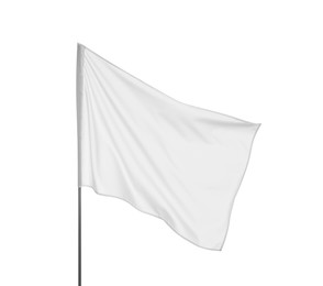 Photo of Blank flag isolated on white. Mockup for design