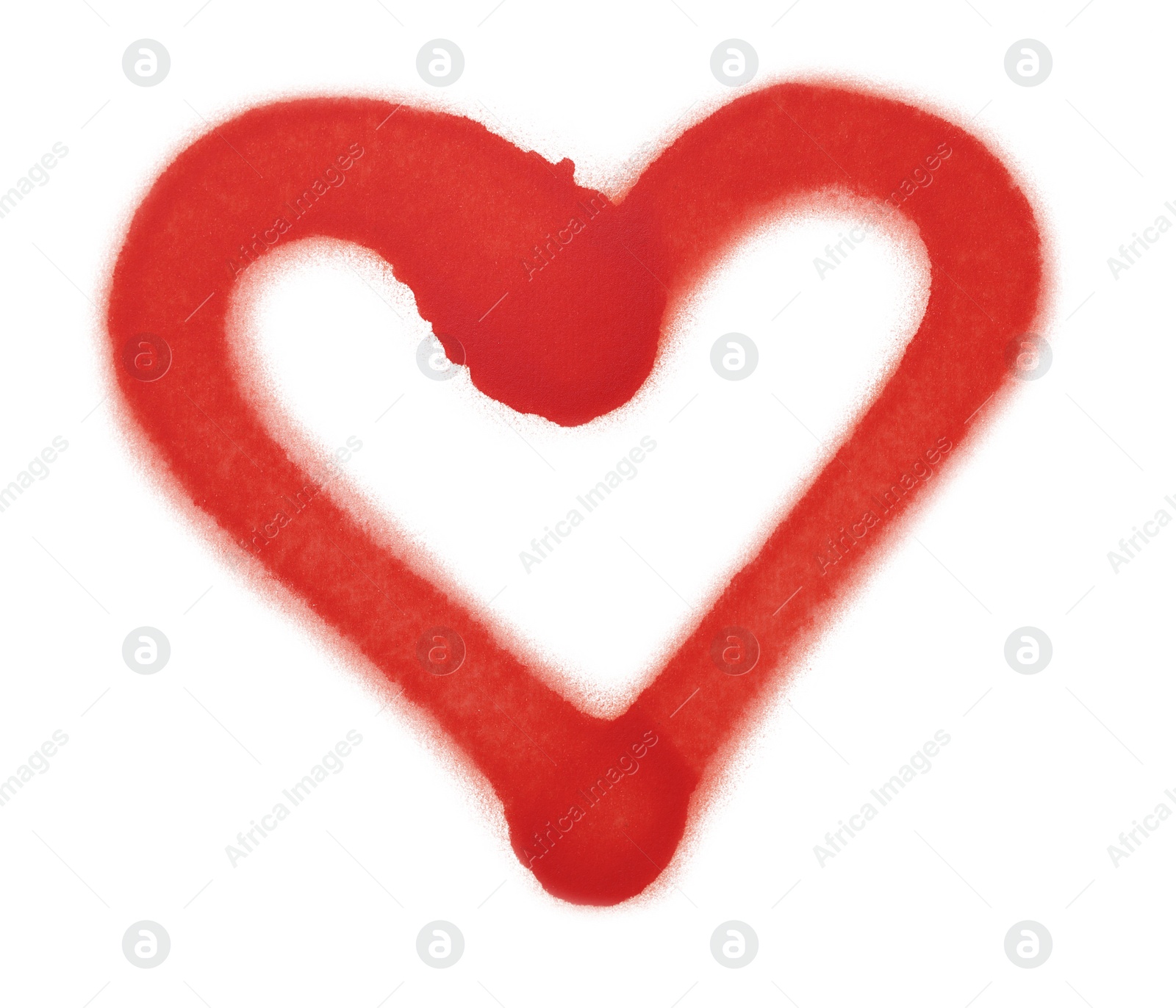 Photo of Heart drawn by red spray paint on white background