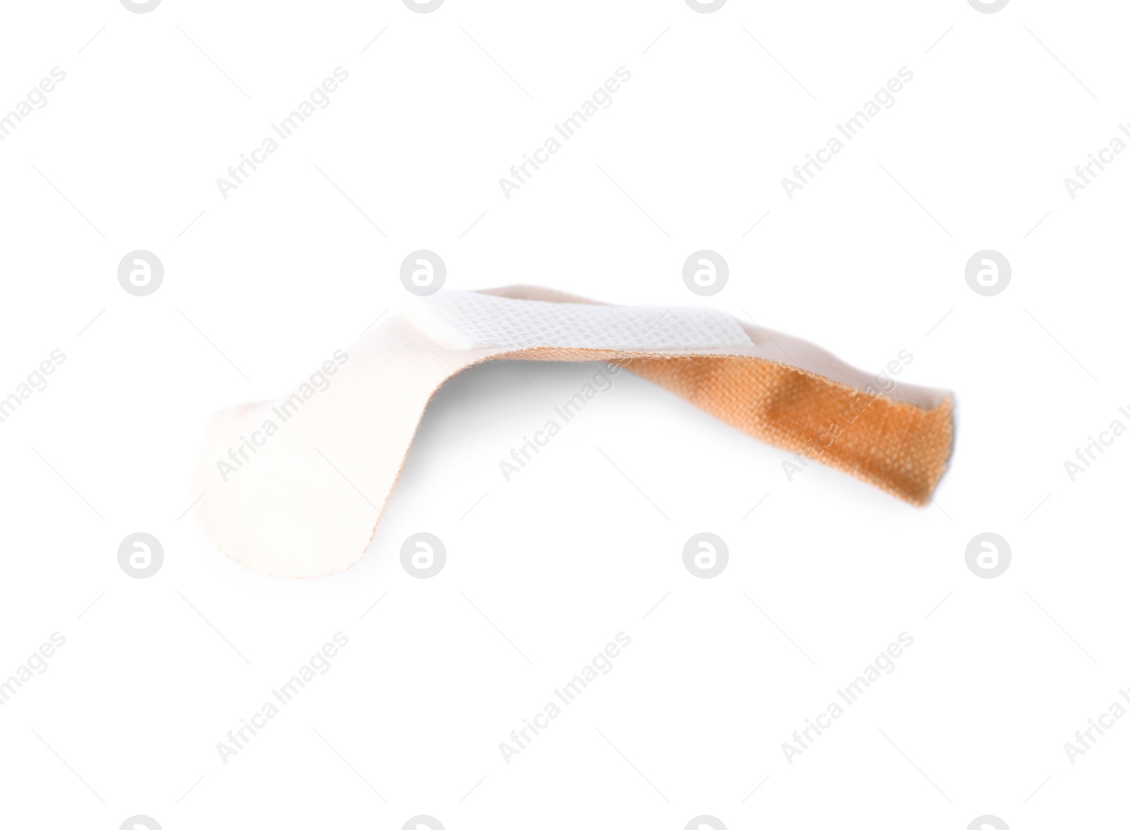 Used sticking plaster isolated on white, top view. First aid item Photo of Used sticking plaster isolated on white, top view. First aid item