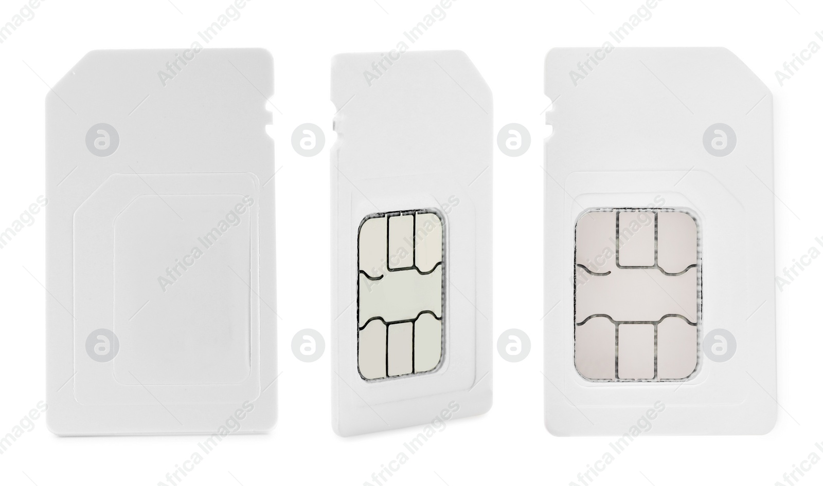Image of Set with SIM cards on white background
