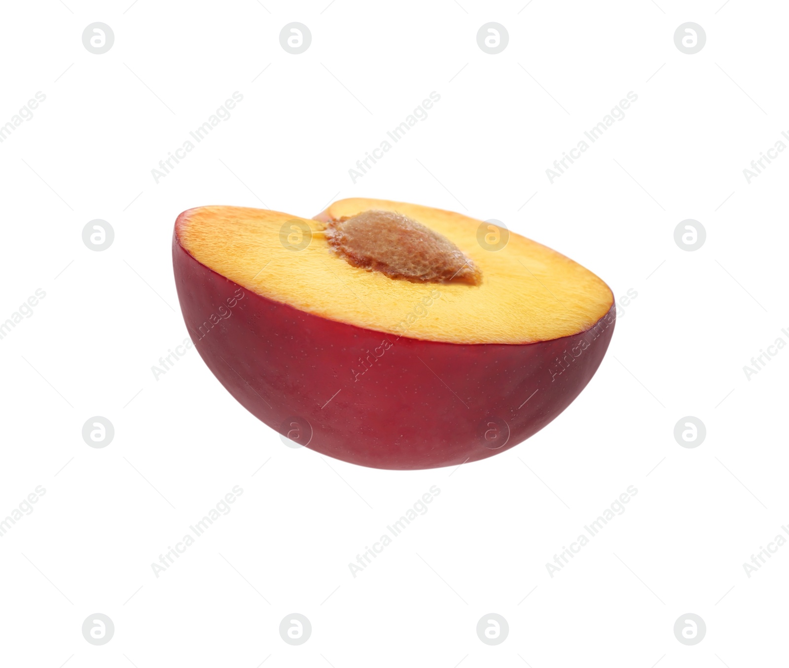 Photo of Half of ripe plum isolated on white