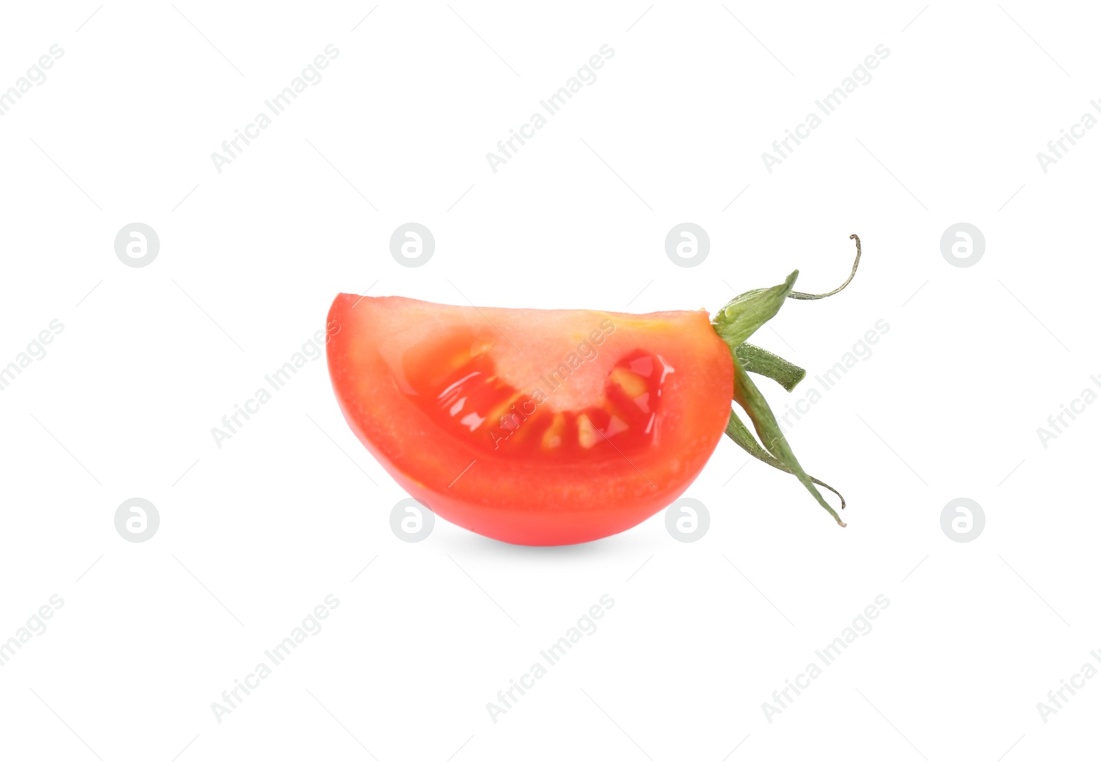 Photo of Piece of tasty raw tomato isolated on white