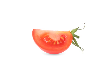 Photo of Piece of tasty raw tomato isolated on white