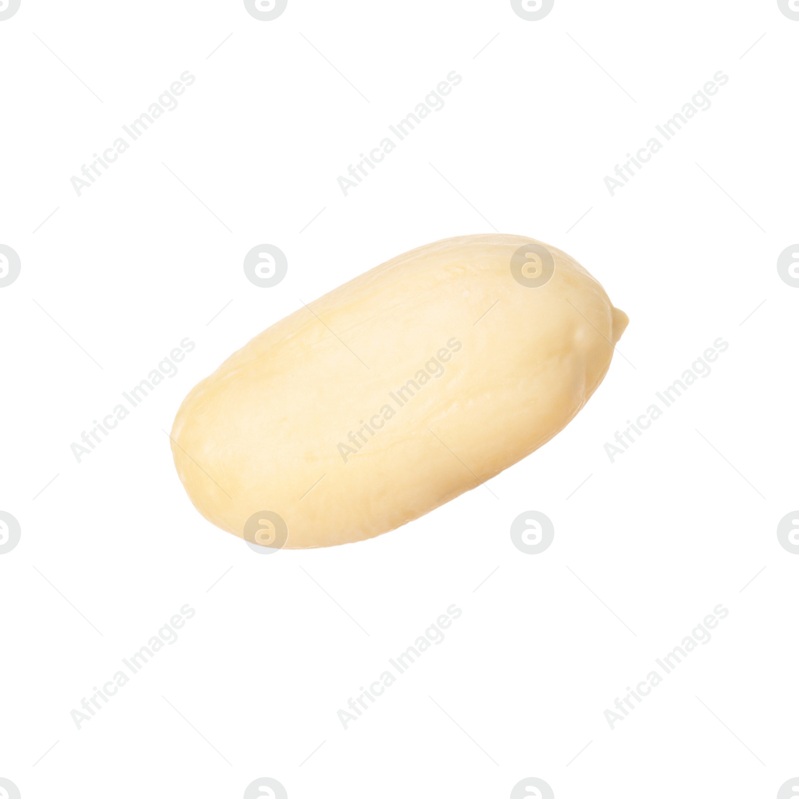 Photo of One fresh peeled peanut isolated on white