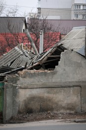 Photo of View of ruined house after strong earthquake
