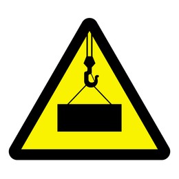 Image of International Maritime Organization (IMO) sign, illustration. Danger overhead crane