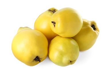 Photo of Delicious fresh ripe quinces isolated on white
