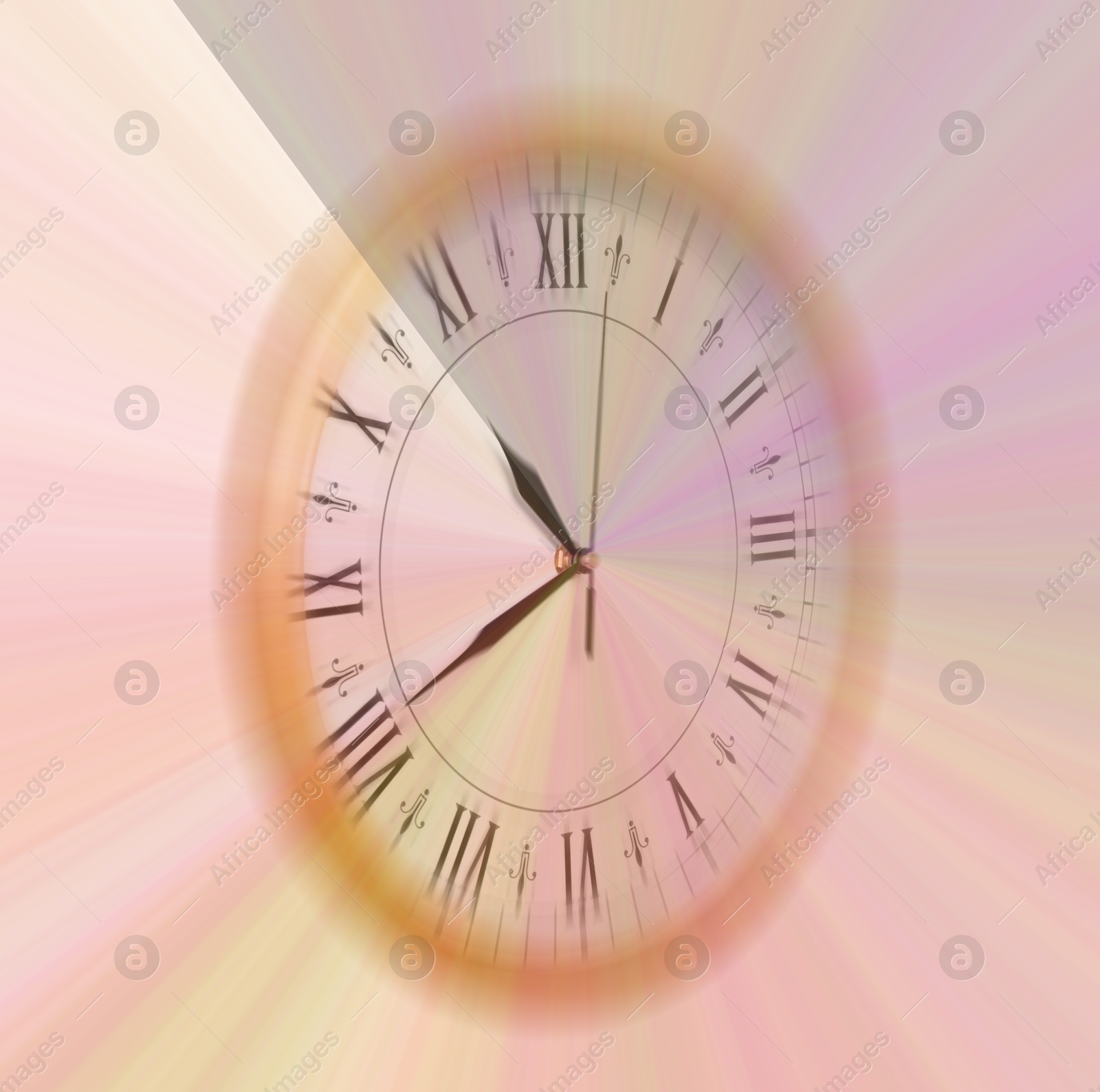 Image of Clock with roman numerals, motion blur effect. Time concept